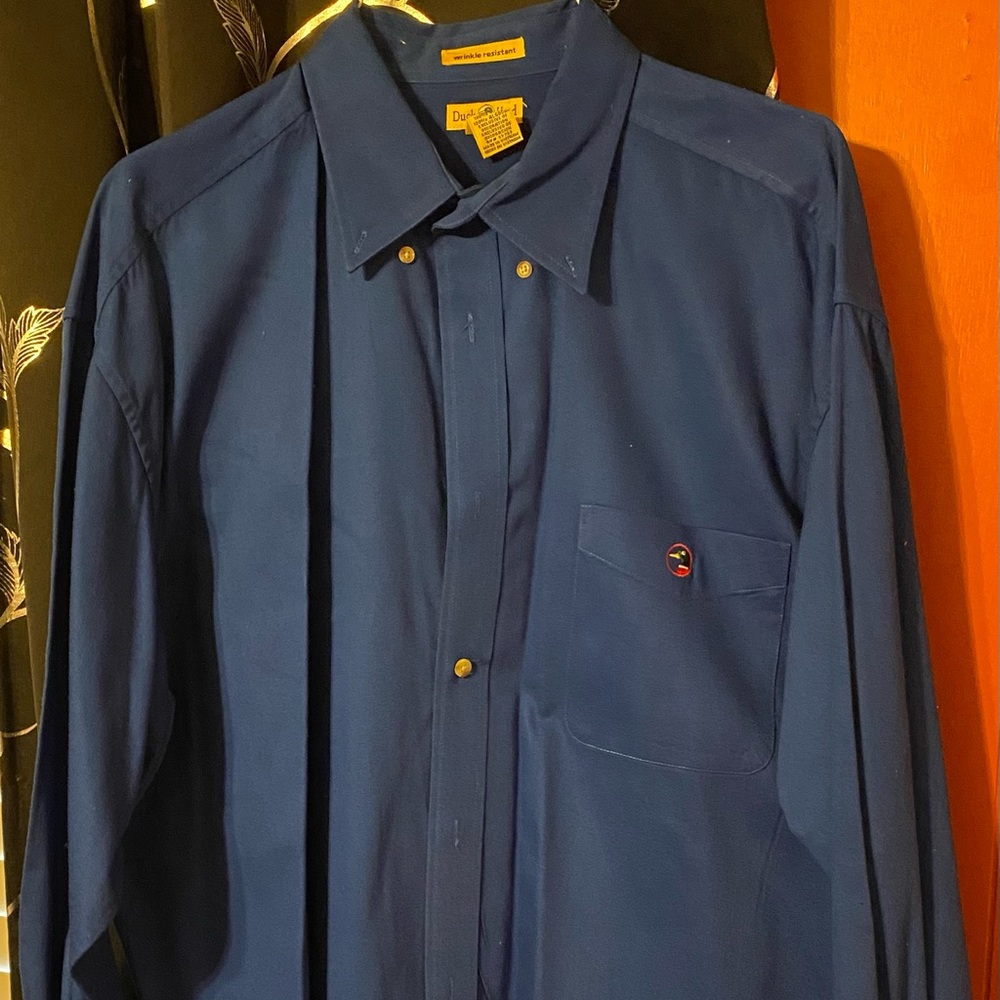 Duck Head Wrinkle Resistant Blue Button Down Long Sleeve Shirt Size X-Large
